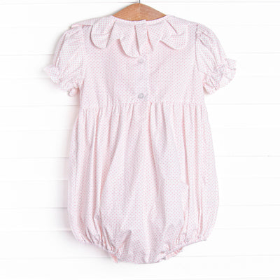 Petite Polka Dot Pumpkins Smocked Bubble, Pink