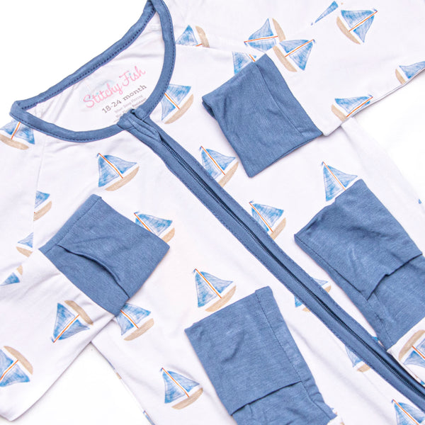 Sea Breeze and Sails Bamboo Zippy Pajama, Blue
