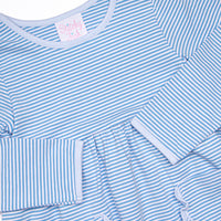 Amelia Dress, Medium Blue Stripe