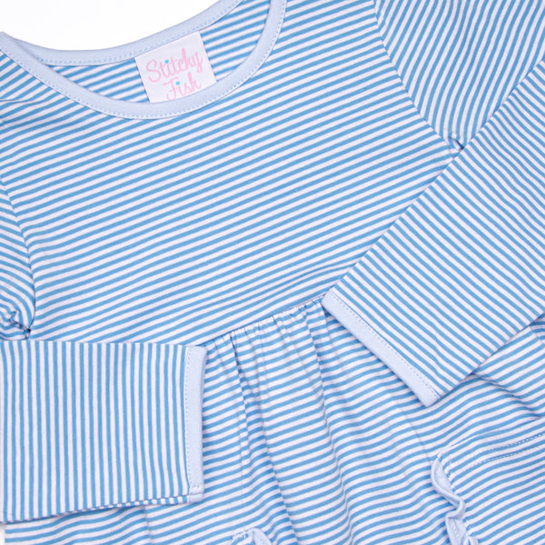 Amelia Dress, Medium Blue Stripe