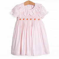 Petite Polka Dot Pumpkins Smocked Dress, Pink