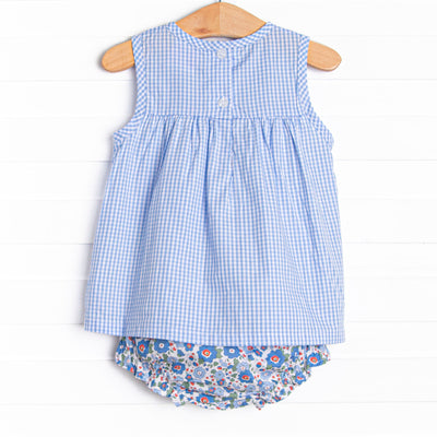 ABC Blossoms Applique Diaper Set, Blue