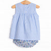 ABC Blossoms Applique Diaper Set, Blue
