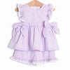 Lilac Lace Seersucker Short Set, Purple