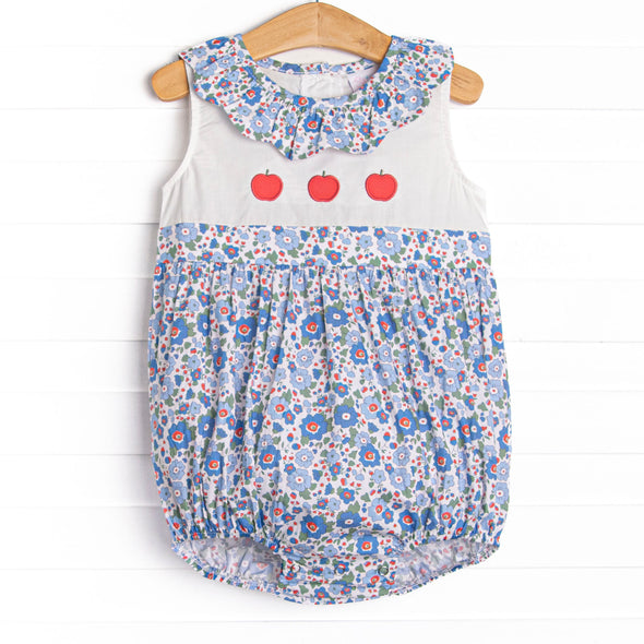 Apple Blossoms Applique Bubble, Blue
