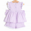 Lilac Lace Seersucker Short Set, Purple