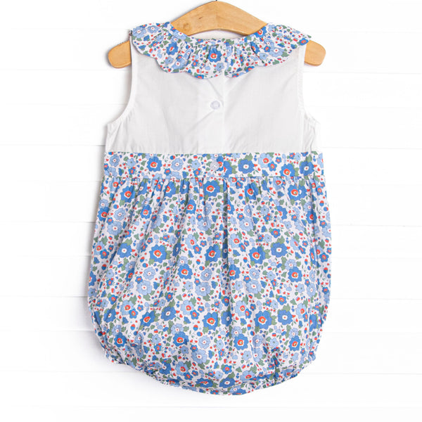 Apple Blossoms Applique Bubble, Blue