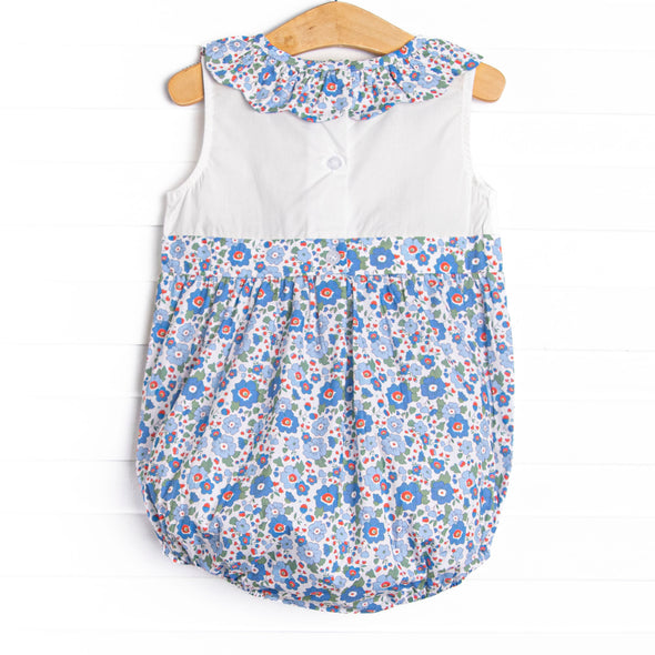 Apple Blossoms Applique Bubble, Blue