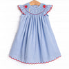 Penmanship Perfection Smocked Bishop Dress, Blue Gingham