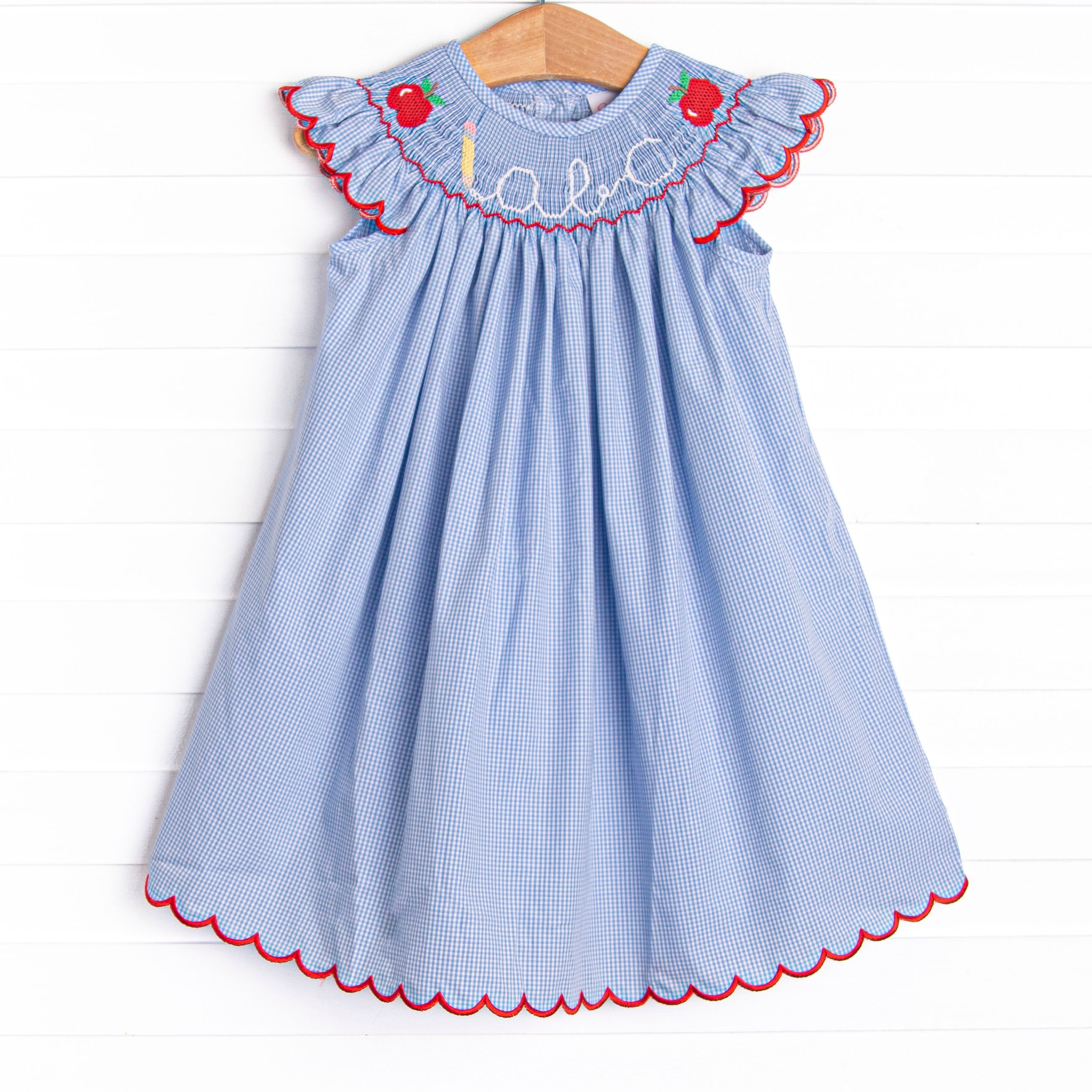 smocked bishop dress Girls Demure Hand Blue Floral crafted from soft pima cotton with lovely details for girls Girl's Penmanship Perfection Smocked Bishop