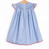 Penmanship Perfection Smocked Bishop Dress, Blue Gingham