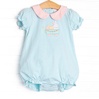 Haulin' Hare Applique Bubble, Mint Stripe