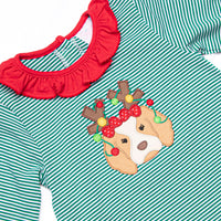 Santa's Best Friend Applique Legging Set, Green