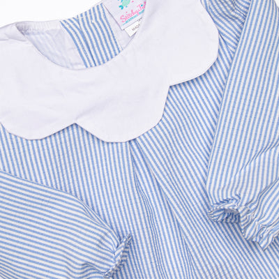 Pinstripe Prep Ruffle Pant Set, Blue