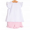 Spring Snacks Applique Short Set, Pink