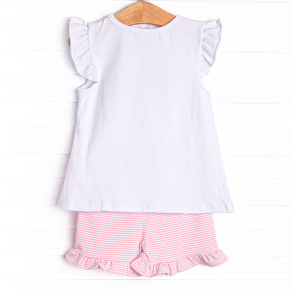 Spring Snacks Applique Short Set, Pink