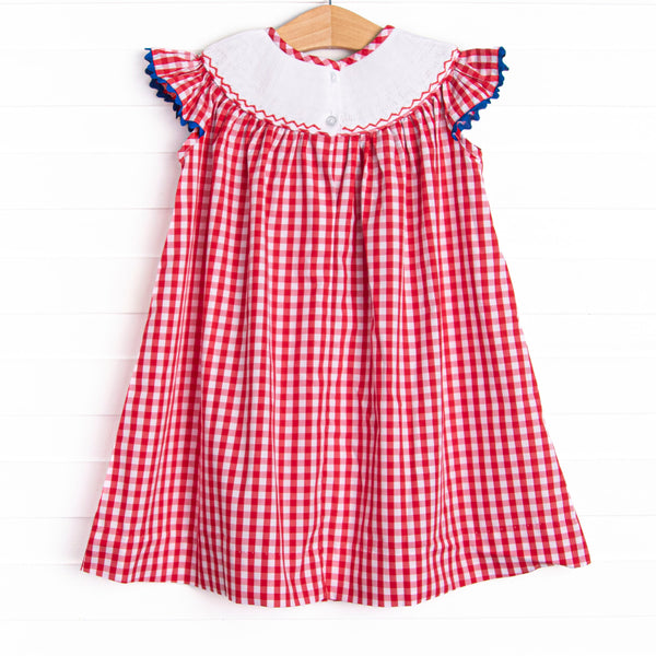 My First Day Smocked Bishop Dress, Red