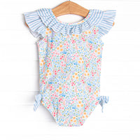 Petal Promises Ruffle One Piece, Blue