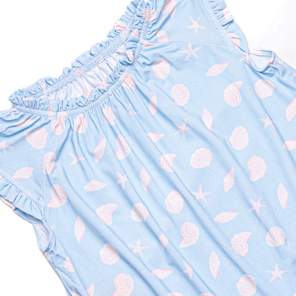 Pink Shoreline Shells Bamboo Night Gown, Blue