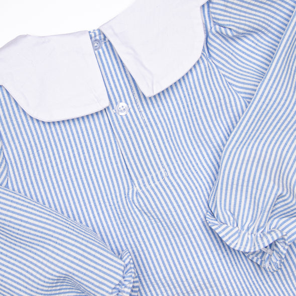 Pinstripe Prep Ruffle Pant Set, Blue