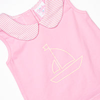 Sailboat Seas Ruffle Short Set, Pink