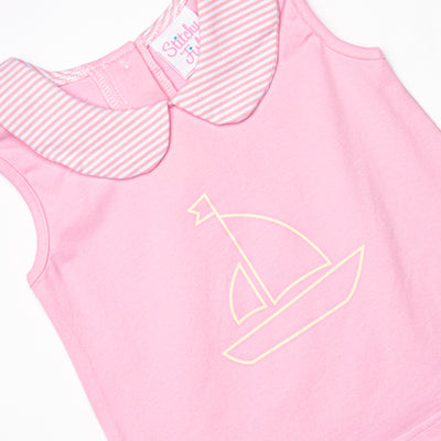 Sailboat Seas Ruffle Short Set, Pink