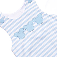 Mr. Mouse Trio Applique Bubble, Blue Stripe