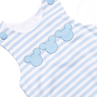 Mr. Mouse Trio Applique Bubble, Blue Stripe