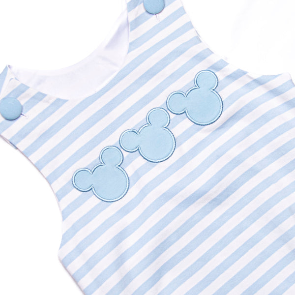 Mr. Mouse Trio Applique Bubble, Blue Stripe