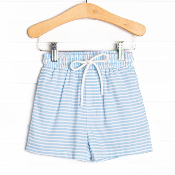 Pinstripe Promises Swim Trunks, Blue