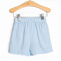 Pinstripe Promises Swim Trunks, Blue