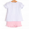 Pool Day Picks Applique Puff Sleeve Short Set, Pink