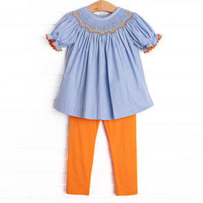 Too Sweet to Spook Smocked Legging Set, Blue