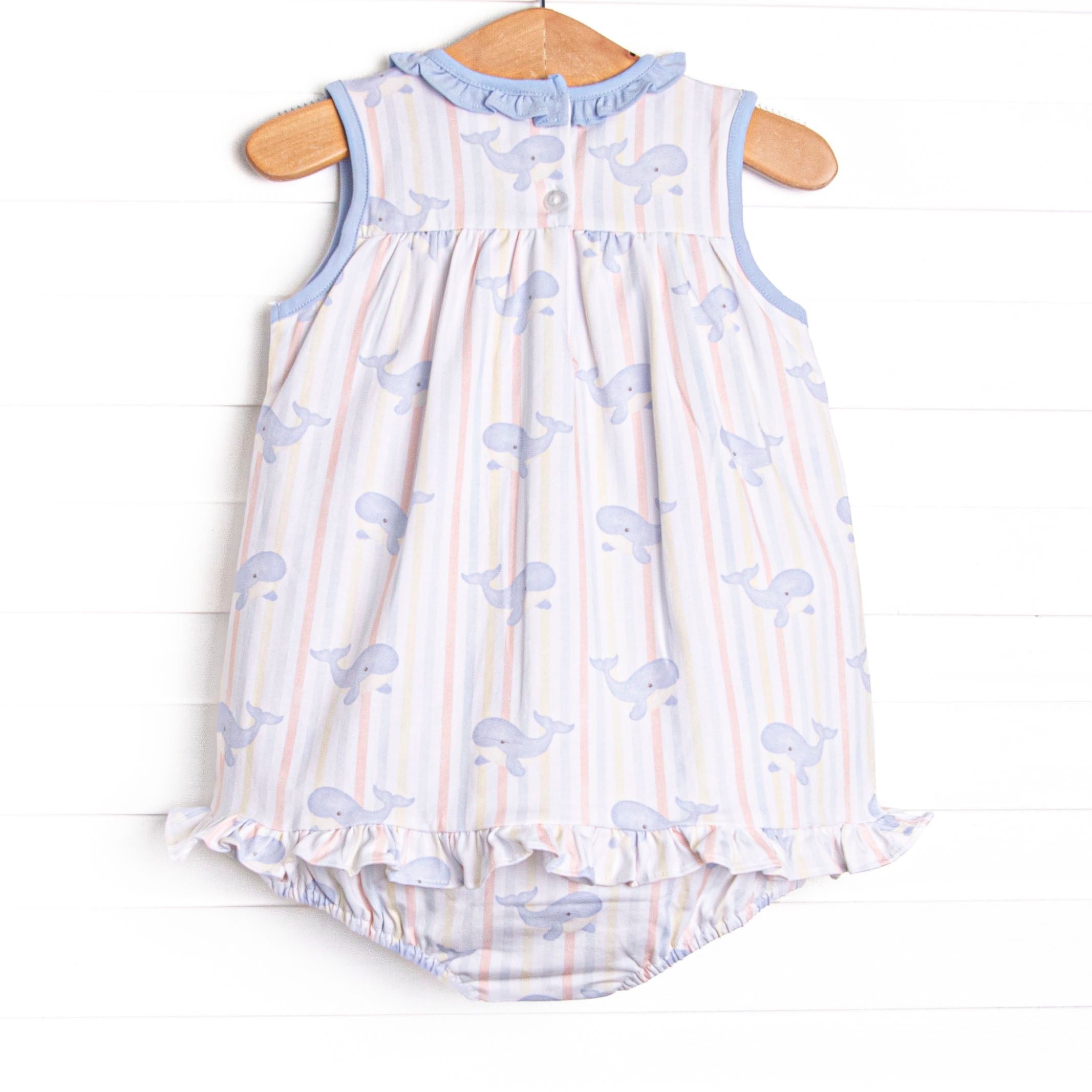 Girl's Whale Waves Skirted Bubble in Blue size 3M | Stitchy Fish Girl's Whale Waves Skirted Bubble in Blue size 3M | Stitchy Fish