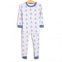 Sea Breeze and Sails Bamboo Pajama Set, Blue