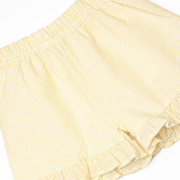 Go Fetch Applique Ruffle Short Set, Yellow