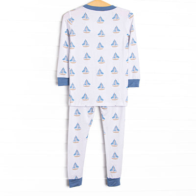 Sea Breeze and Sails Bamboo Pajama Set, Blue