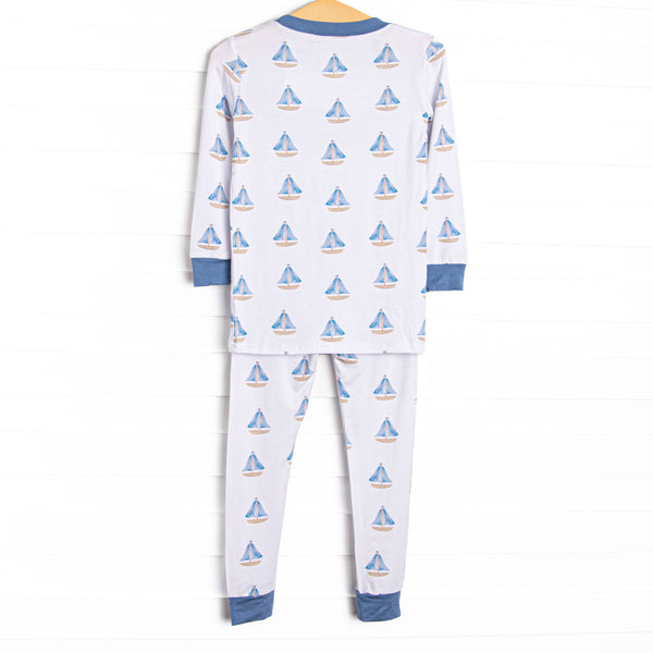 Sea Breeze and Sails Bamboo Pajama Set, Blue