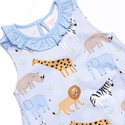 Safari Summer Ruffle Bubble, Blue