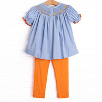 Too Sweet to Spook Smocked Legging Set, Blue