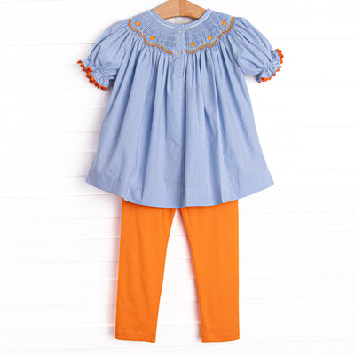 Too Sweet to Spook Smocked Legging Set, Blue