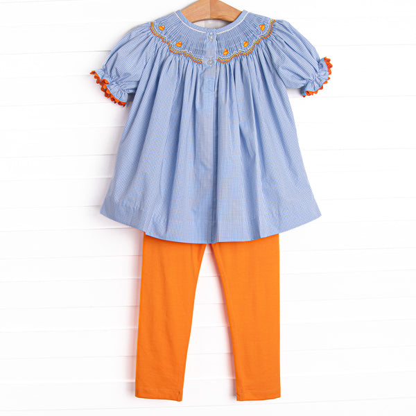 Too Sweet to Spook Smocked Legging Set, Blue