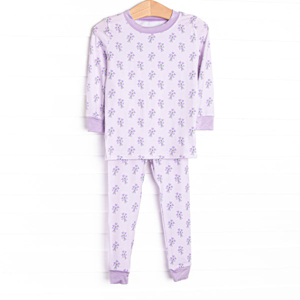Tossing Tulips Bamboo Pajama Set, Purple