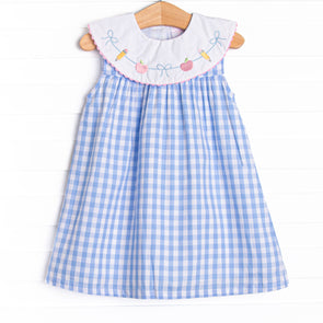 Back to School Banner Embroidered Dress, Blue