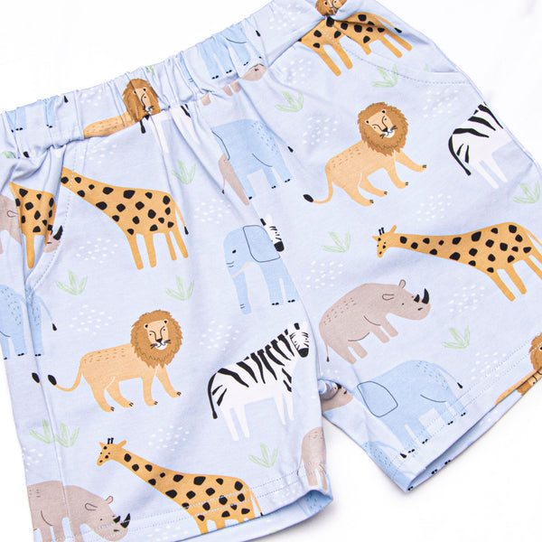 Safari Summer Polo Short Set, Blue