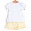 Go Fetch Applique Ruffle Short Set, Yellow