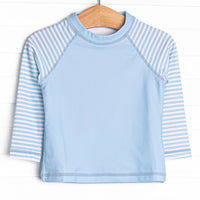 Pinstripe Promises Long Sleeve Rash Guard, Blue