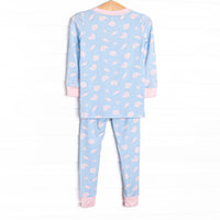 Pink Shoreline Shells Bamboo Pajama Set, Blue