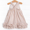 Jordan Check Dress, Tan Seersucker