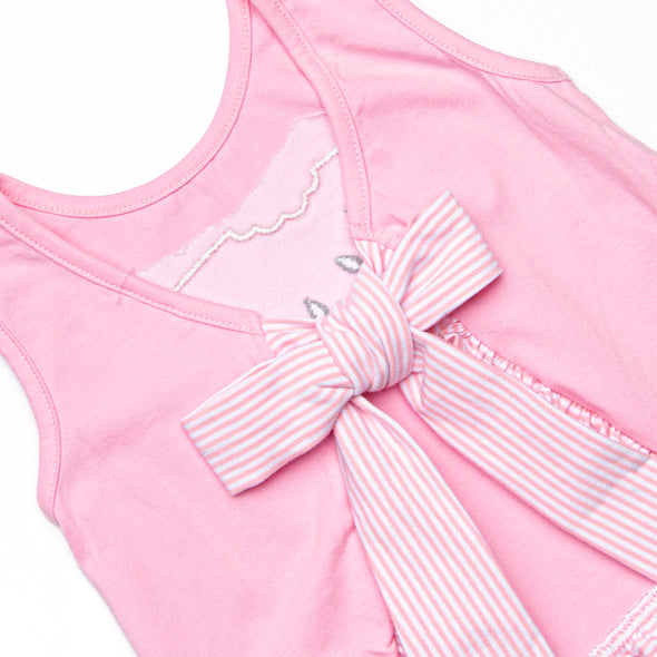 Melon Smiles Applique Girl Short Set, Pink